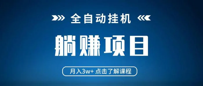 （14551期）全自动挂机项目 月入3w+ 真正躺平项目 不吃电脑配置 当天见收益| 网创圈
