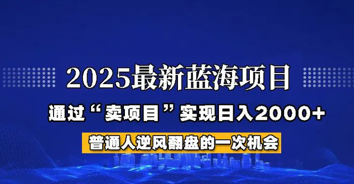 2025年蓝海项目，如何通过“网创项目”日入2000+| 网创圈