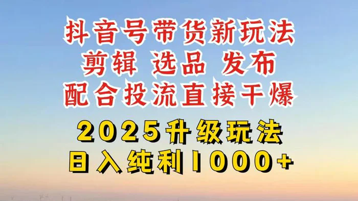 （14580期）抖音带货2025升级新玩法，超详细实操来袭，从起号到剪辑，再到选品，配…| 网创圈