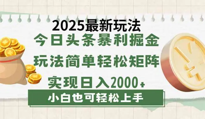 （14120期）今日头条2025最新玩法，思路简单，复制粘贴，轻松实现矩阵日入2000+| 网创圈
