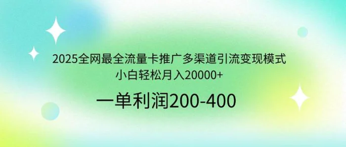 （14126期）2025全网最全流量卡推广多渠道引流变现模式，小白轻松月入20000+| 网创圈