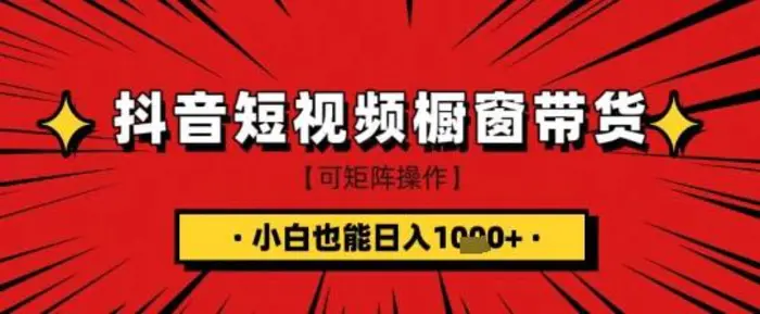 抖音短视频食品橱窗带货，小白轻松上手日入1k+【揭秘】| 网创圈