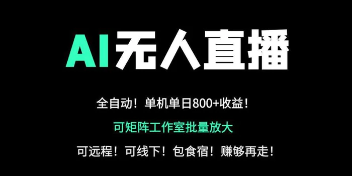 （14179期）24小时自动带货！AI无人直播副业日赚800+，轻资产创业首选| 网创圈
