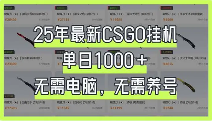 （14178期）25年最新CSGO挂机系统，单日1000+，无需电脑，无需养号，0基础可上手| 网创圈