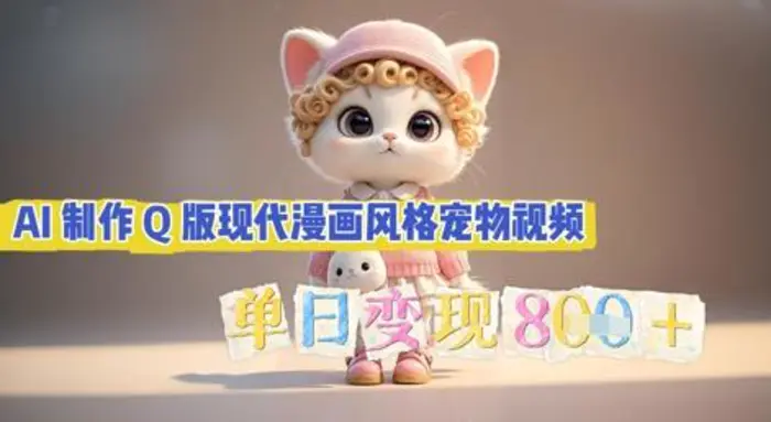 AI制作Q版现代漫画风格宠物视频，单日变现几张| 网创圈