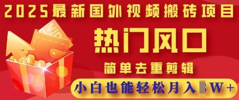 2025最新视频搬砖项目，热门风口，简单去重剪辑，小白也能轻松月入过W| 网创圈