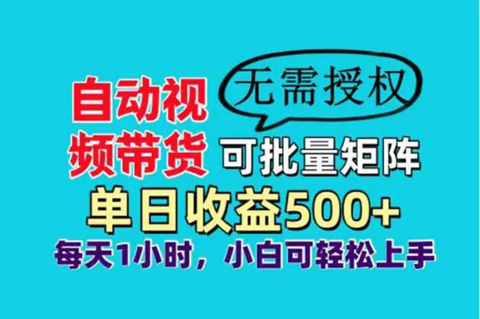 （14229期）自动视频带货，可批量矩阵，单日收益500+、轻松实现睡后收益，小白可…| 网创圈