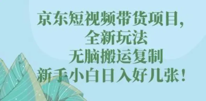 京东短视频带货项目，全新玩法，无脑搬运复制，新手小白日入好几张!| 网创圈