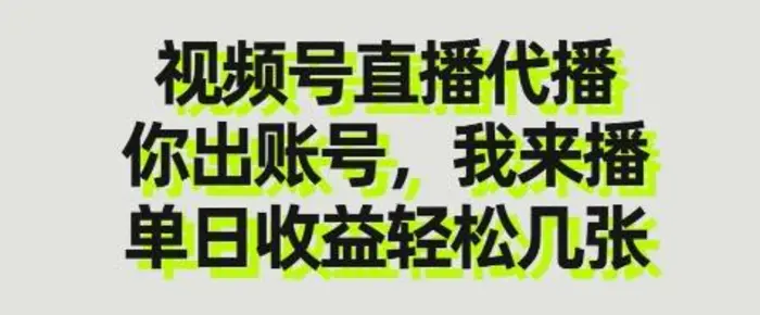 视频号直播代播，你出账号我来播，单日收益轻松几张【揭秘】| 网创圈