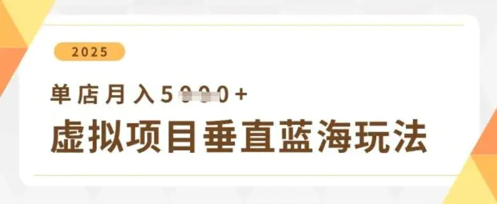 虚拟项目垂直玩法，实现单店月入5k+| 网创圈