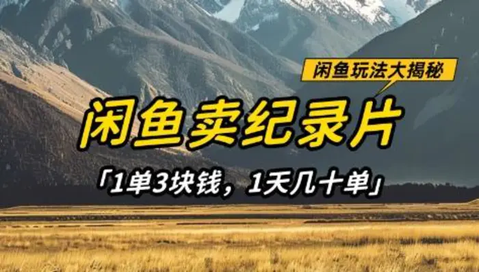 闲鱼卖纪录片1单3块钱，1天几十单，项目稳定有潜力| 网创圈
