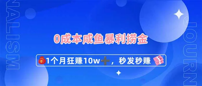 0成本闲鱼暴利捞金，1个月狂赚10W+，秒发秒赚新玩法| 网创圈