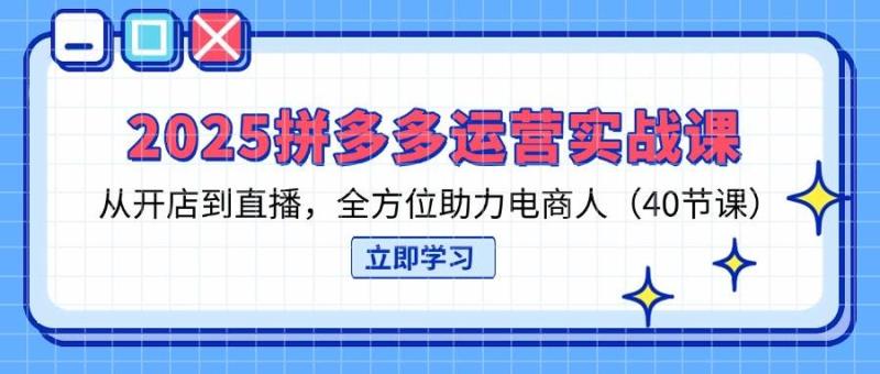 2025拼多多运营实战课，从开店到直播，全方位助力电商人（40节课）| 网创圈