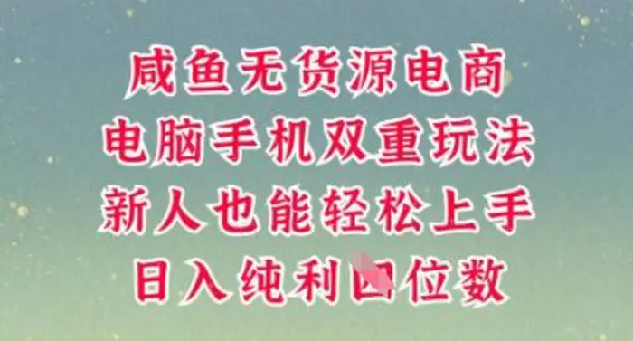 咸鱼无货源电商，多种运营方式，带你从零到一拿结果，可做代运营，也可软件一键发布【揭秘】| 网创圈