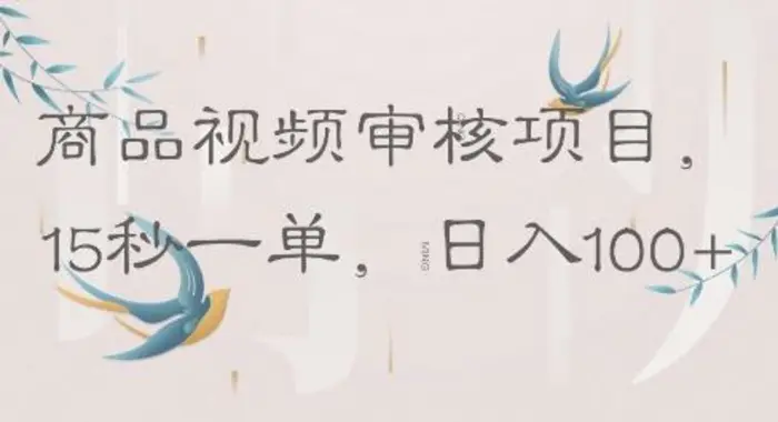 商品视频审核项目，15秒一单，日入100+| 网创圈