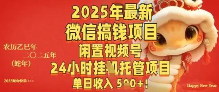 2025年最新微信搞钱项目，闲置视频号年24小时挂G托管项目，单日收入多张| 网创圈