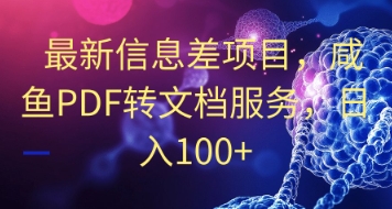 最新信息差项目，咸鱼PDF转文档服务，日入100+| 网创圈