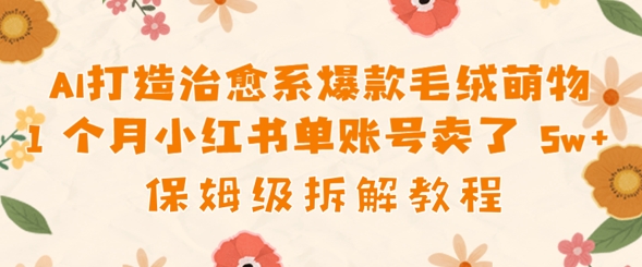 AI打造治愈系爆款毛绒萌物1个月卖了几w，保姆级项目拆解| 网创圈