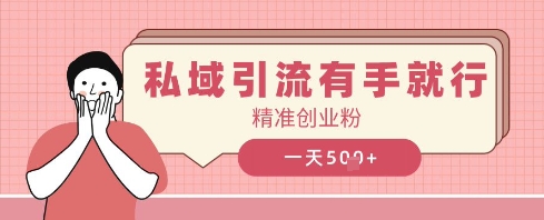 私域引流有手就行，日引500+精准创业粉| 网创圈