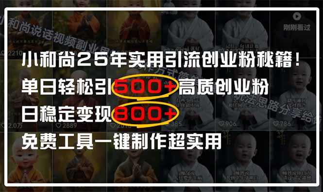 （14436期）小和尚2025年实用引流秘籍！单日轻松引500+高质量创业粉，日变现800+，…| 网创圈