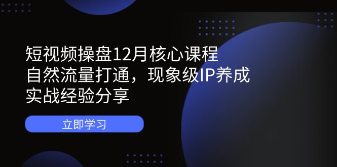（14447期）短视频操盘12月核心课程：自然流量打通，现象级IP养成，实战经验分享| 网创圈