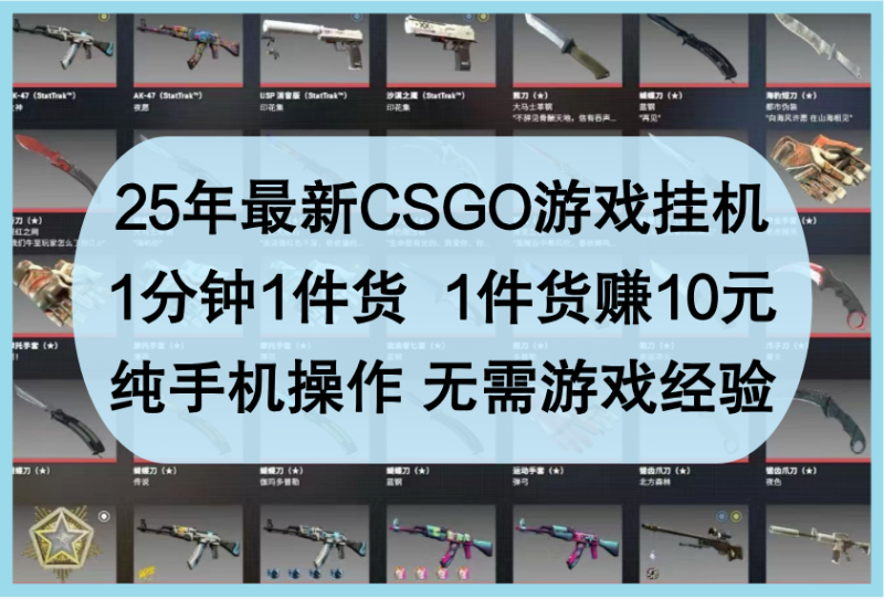 25年最新CSGO游戏挂机，1分钟1件货，1件货赚10元，纯手机操作，无需游戏经验| 网创圈