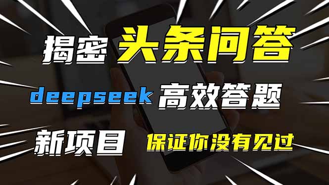 （14480期）头条问答，刚出的新玩法！保证你没见过！用DeepSeek去高效答题，一个账…| 网创圈