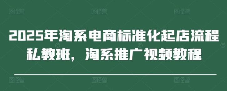 2025年淘系电商标准化起店流程私教班，淘系推广视频教程| 网创圈