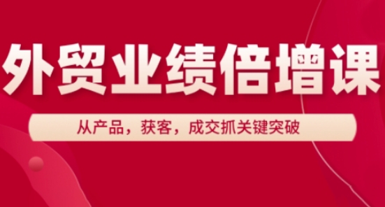 外贸业绩倍增课，从产品，获客，成交抓关键突破| 网创圈