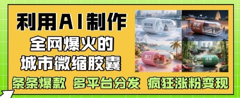 利用AI制作全网爆火的城市微缩胶囊，条条爆款， 多平台分发，疯狂涨粉变现| 网创圈