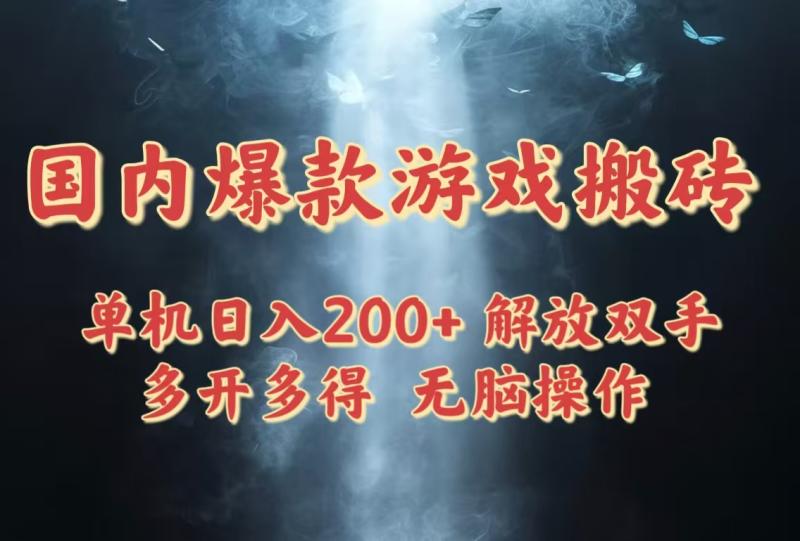 （14659期）国内爆款游戏搬砖，单机日入200+，长期稳定，多开多得，无脑操作| 网创圈