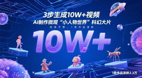 3步生成10W+视频，AI制作微观“小人物世界”科幻大片，条条万赞，1条作品涨粉2.3W| 网创圈