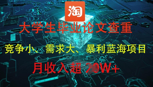 大学生毕业论文查重，暴利蓝海项目，月收入过1W+| 网创圈