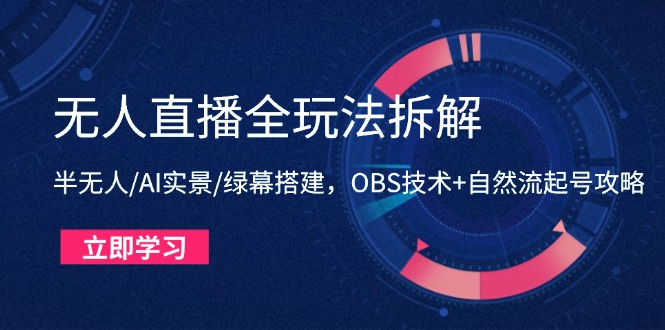 （14684期）无人直播全玩法拆解：半无人/AI实景/绿幕搭建，OBS技术+自然流起号攻略| 网创圈