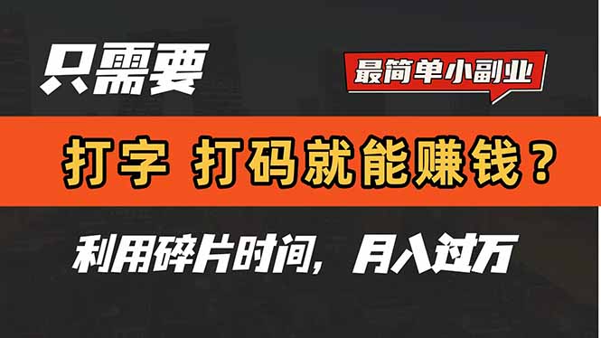（14673期）只需要打字，打码，就能赚钱？简单的赚钱小副业，利用碎片时间，月入过万| 网创圈