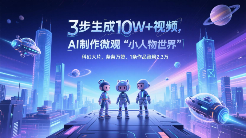 三步生成10W+视频，AI制作微观“小人物世界”科幻大片，条条万赞，1条作品涨粉2.3万| 网创圈
