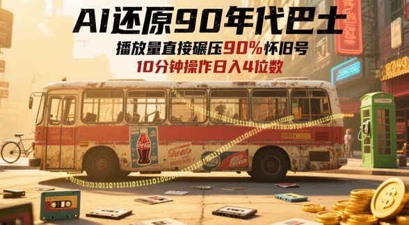 AI还原90年代巴士，一帧就让70后泪崩，播放量直接碾压90%怀旧号，每天操作十分钟，日入四位数| 网创圈