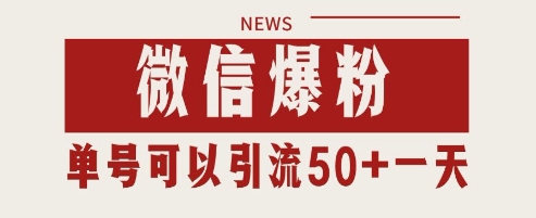 微信爆粉，私域暴力引流打法日引千粉 单号日进50+| 网创圈