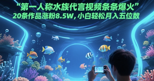 第一人称水族代言视频条条爆火，20条作品涨粉8.5W，小白轻松月入五位数| 网创圈
