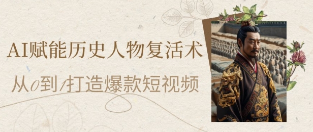 AI赋能历史人物复活术：从0到1打造爆款短视频，7天涨粉10W，小白也能月入过1W| 网创圈