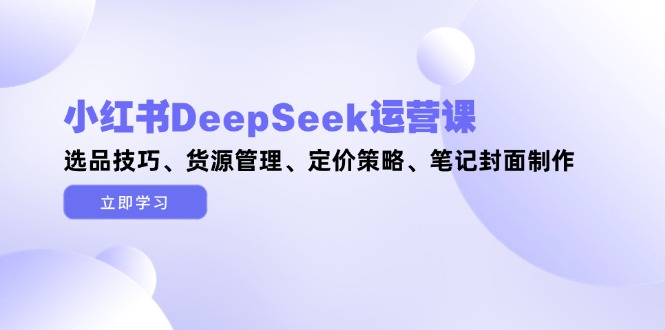 （14748期）小红书DeepSeek运营课，选品技巧、货源管理、定价策略、笔记封面制作| 网创圈