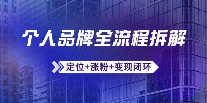 （14799期）个人品牌全流程拆解：定位+涨粉+变现闭环，微信生态运营与资源整合| 网创圈