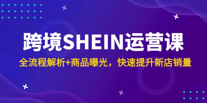 （14832期）跨境SHEIN运营课，全流程解析+商品曝光，快速提升新店销量| 网创圈