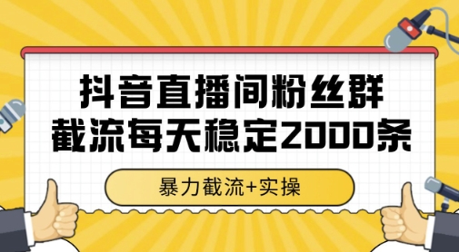 抖音直播间粉丝群暴力截流，一台电脑每天稳定2000条数据，暴力截流+实操| 网创圈