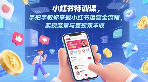 小红书特训课，手把手教你掌握小红书运营全流程，实现流量与变现双丰收| 网创圈