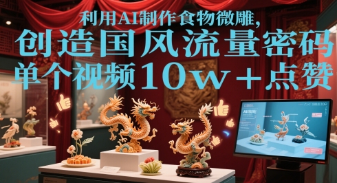 利用AI制作食物微雕，创造国风流量密码，单个视频10w+点赞| 网创圈