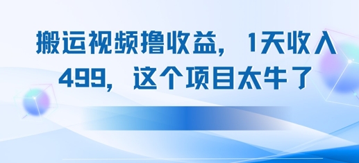 搬运抖音中视频撸收益，1天收入多张，这个项目太牛了| 网创圈