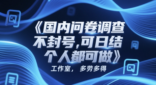 国内问卷调查，不封号，可日结，多劳多得，工作室，个人都可做| 网创圈