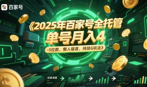 2025年百家号全托管，单号月入4-5位数，懒人福音，纯挂G玩法| 网创圈