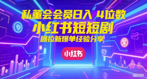 私董会会员日入4位数小红书红果短剧拉新爆单经验分享| 网创圈
